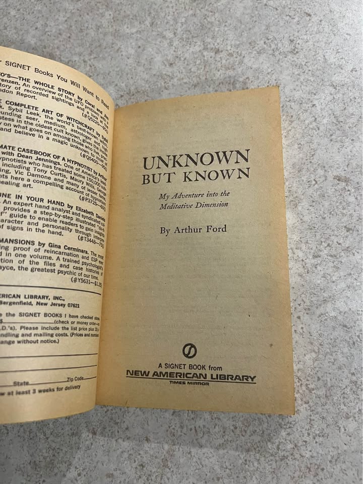 1969 Unknown But Known by Arthur Ford Vintage Paperback Book