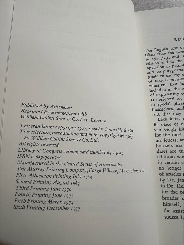 The Letters of Vincent Van Gogh by Mark Roskill Paperback Book 1977