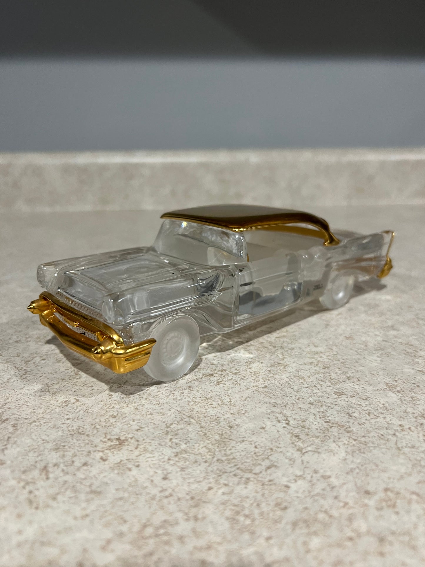 Franklin Mint 1957 Chevy Four Door Hardtop Lead Crystal 24 Karat Gold Trim Diecast Car