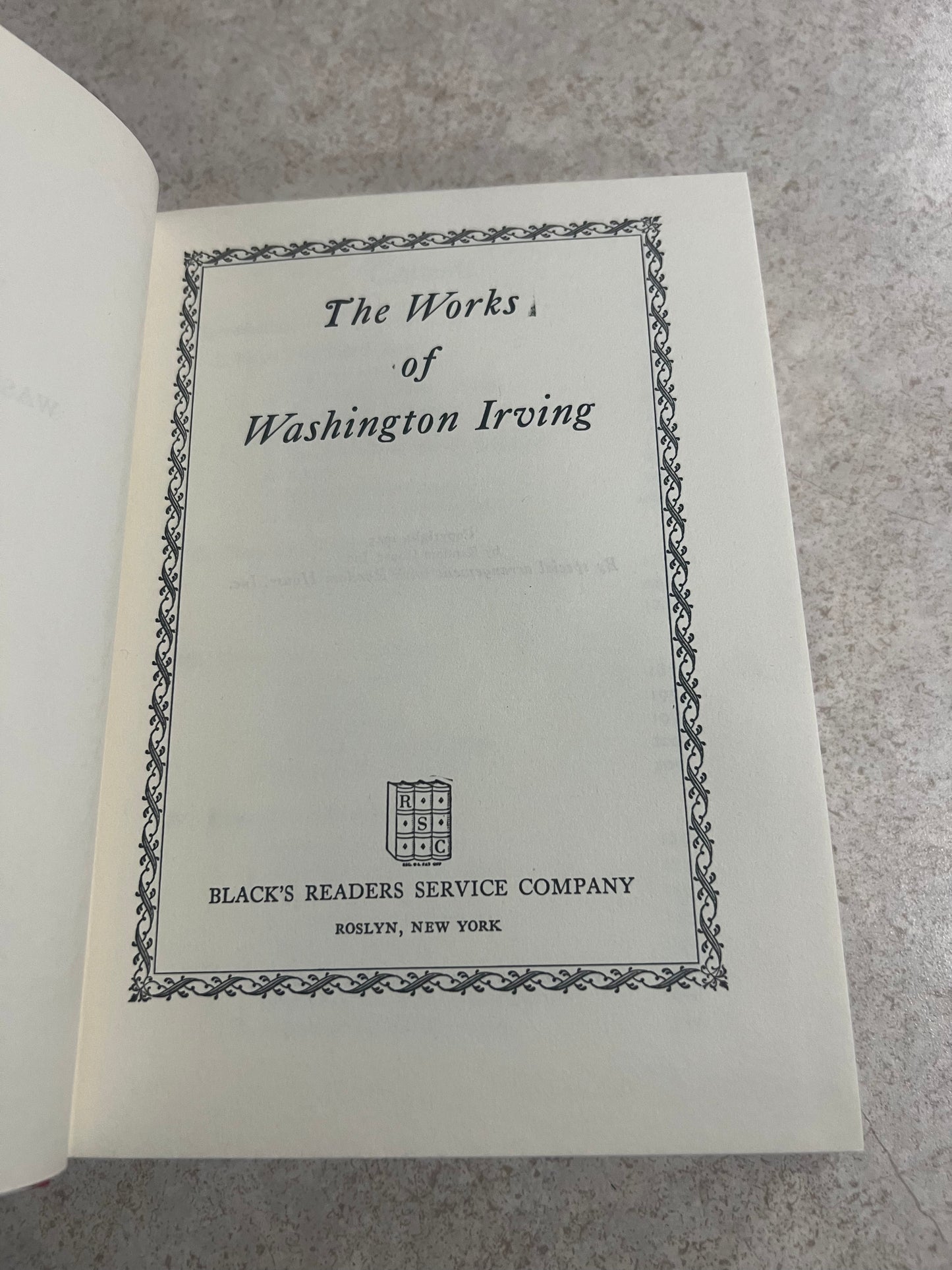 1945 The Works of Washington Irving Black’s Readers Service Antique Vintage Hardcover Book