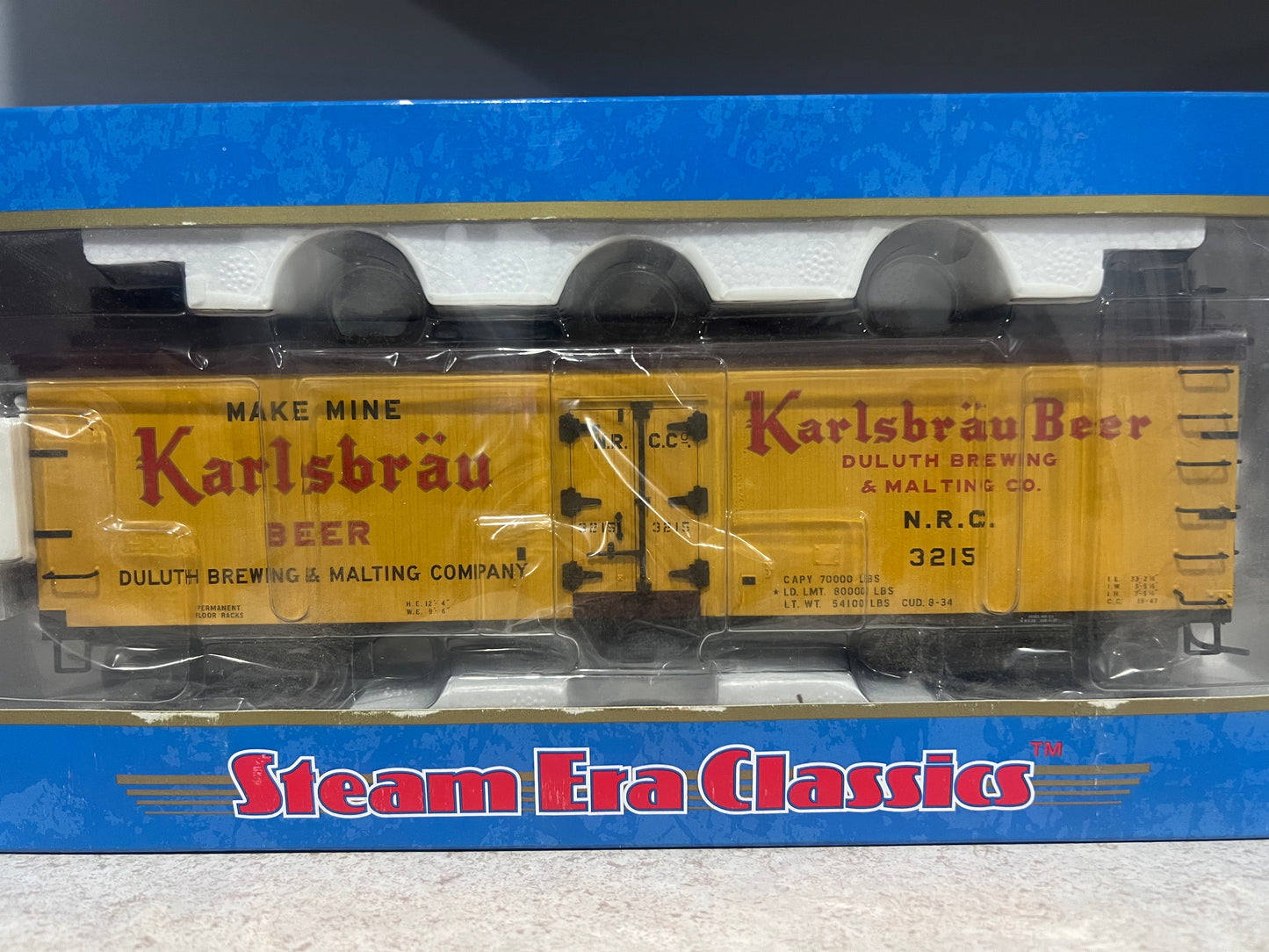 Atlas Steam Era Classics #9081-1 O Scale 40’ Wood Reefer Car Karlsbrau Beer #3215 2 Rail New