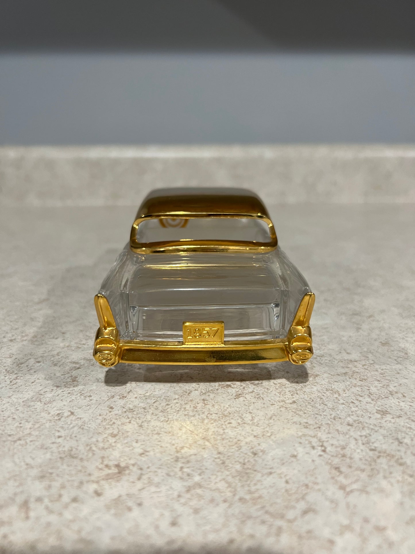 Franklin Mint 1957 Chevy Four Door Hardtop Lead Crystal 24 Karat Gold Trim Diecast Car